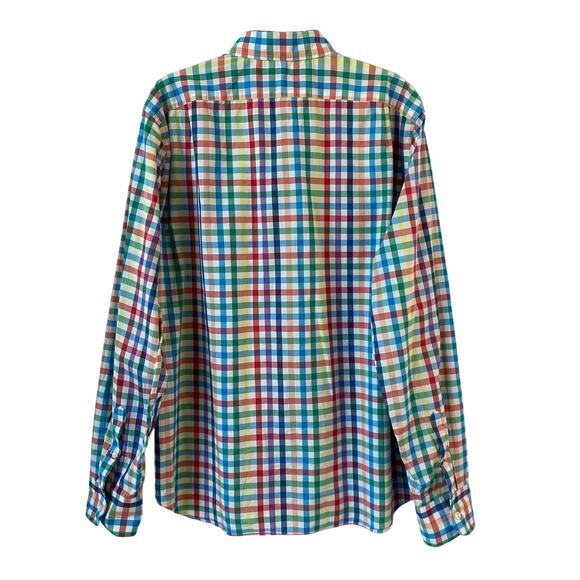 J. CREW Rainbow Plaid Shirt Men L Slim Fit Button Up Long Sleeve Light Weight - Picture 3 of 10